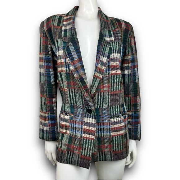 WILLOW RIDGE 90s Vintage Patchwork Plaid Blazer Academia Preppy Grannycore - Picture 3 of 16